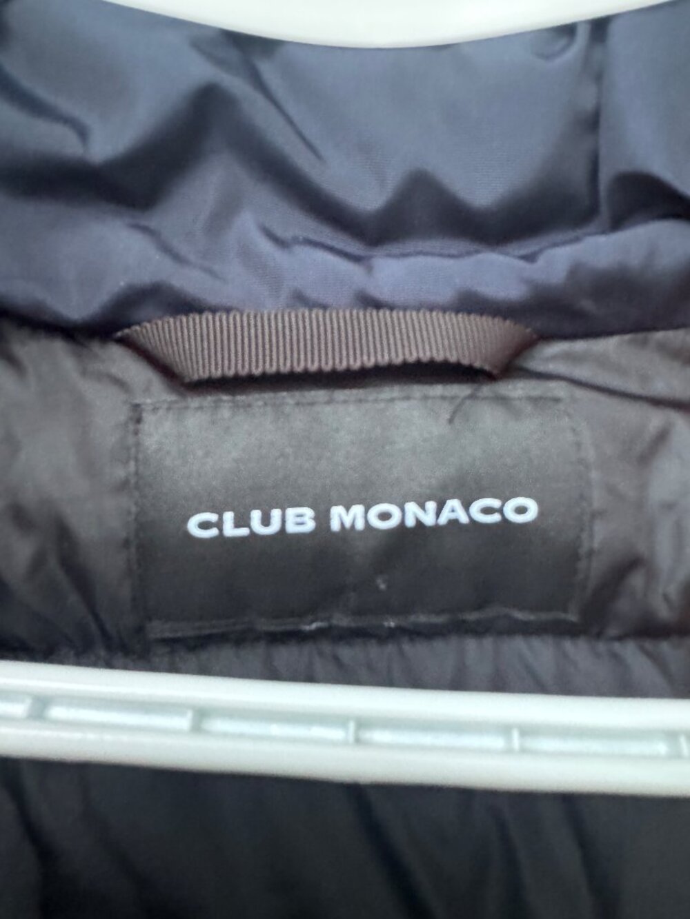 Club Monaco trapeze statement puffer coat jacket navy blue unisex size L - Picture 10 of 10